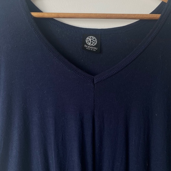 Babeau Navy Blue V-Neck Cap Sleeves Tee Shirt Size Small - Picture 4 of 8